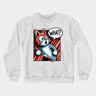 Spooky Cat with Knife Halloween Design Crewneck Sweatshirt